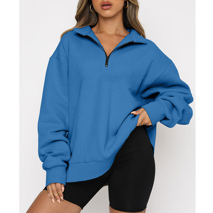 Velma™ | Women's Oversized Half Zip Collared Sweatshirt