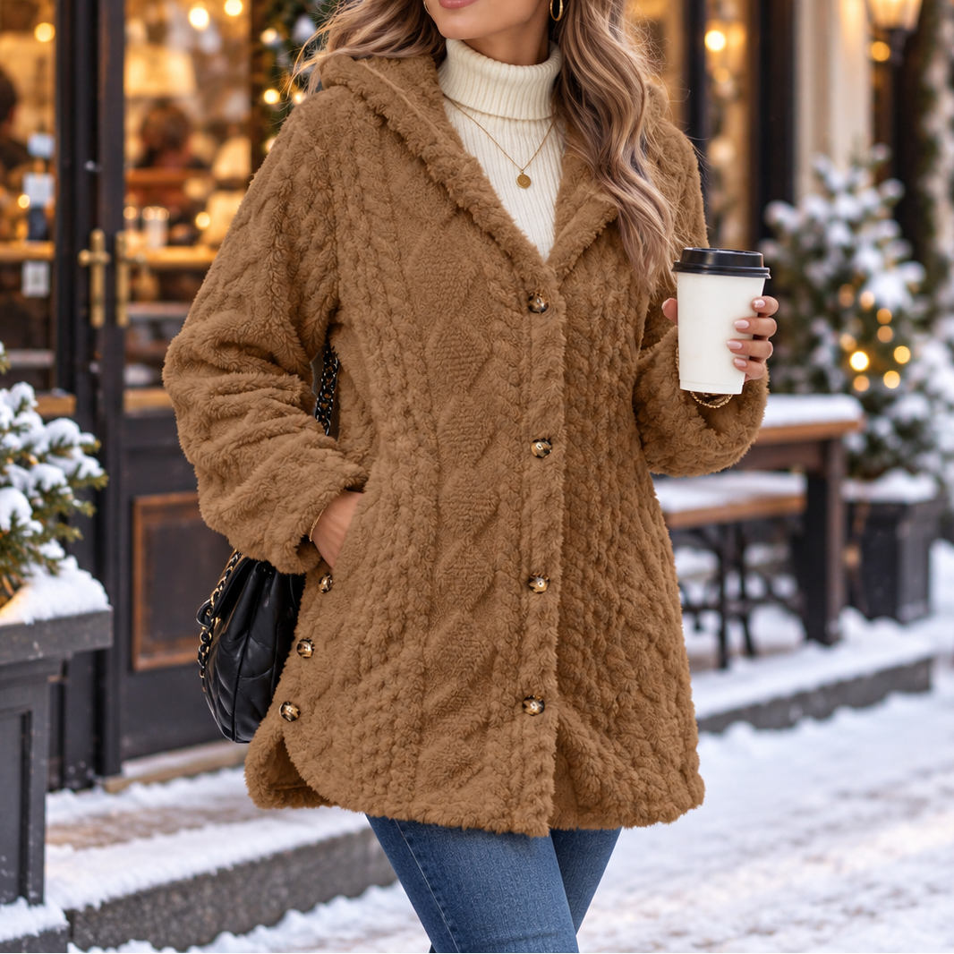 Roseline™ | Women's Hooded Button Front Cardigan with Textured Knit
