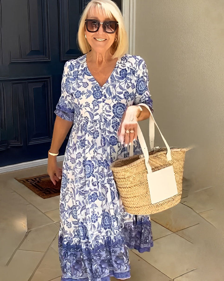Manoli™ | Elegant Floral Dress with V-Neck