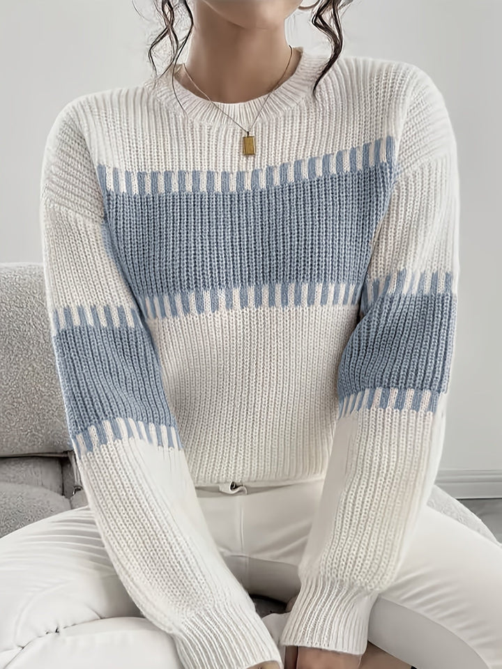 Thomasin™ | Women's Colour Block Striped Drop Shoulder Sweater