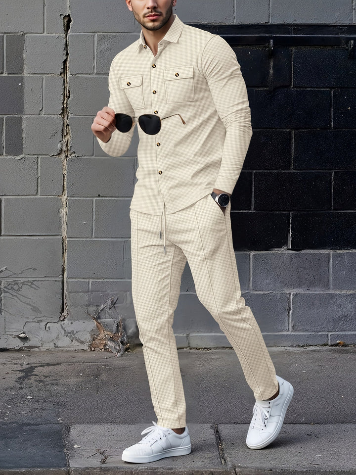 Valerian™ | Men's Two Piece Set with Button Front Shirt Jacket and Drawstring Trousers