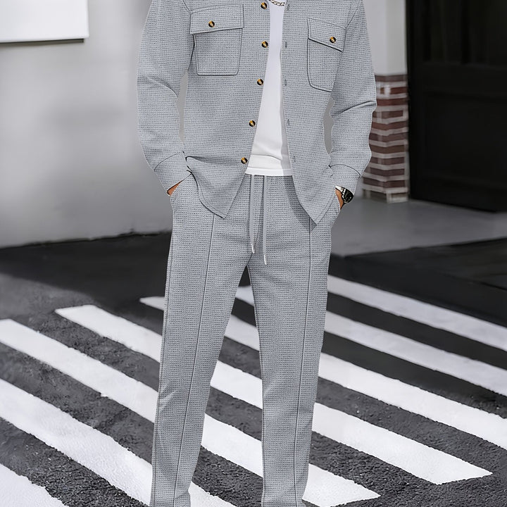 Valerian™ | Men's Two Piece Set with Button Front Shirt Jacket and Drawstring Trousers