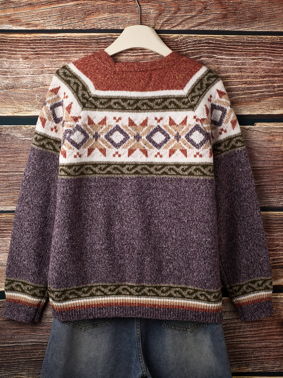 Griselda™ | Women's Fair Isle Yoke Button Front Cardigan