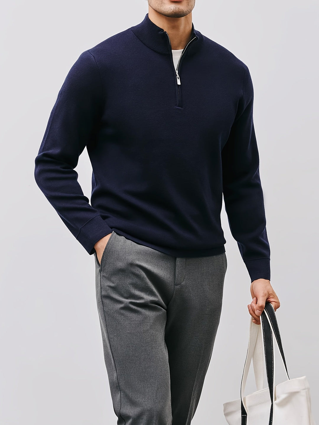 Thaddeus™ | Men's Quarter Zip Sweater with Stand Collar