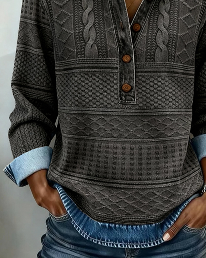 Dolores™ | Trendy Sweatshirt with Half Button & Collar