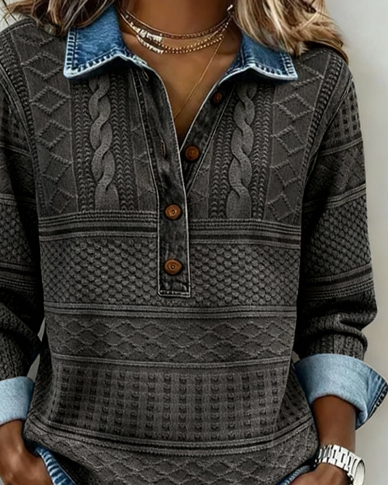 Dolores™ | Trendy Sweatshirt with Half Button & Collar