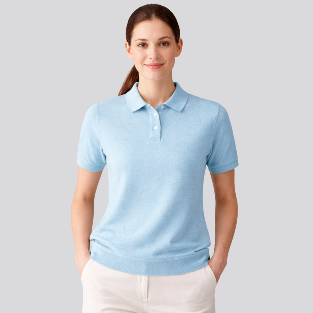 Idalia™ | Merino Wool Short Sleeve Knit Polo with Open Collar
