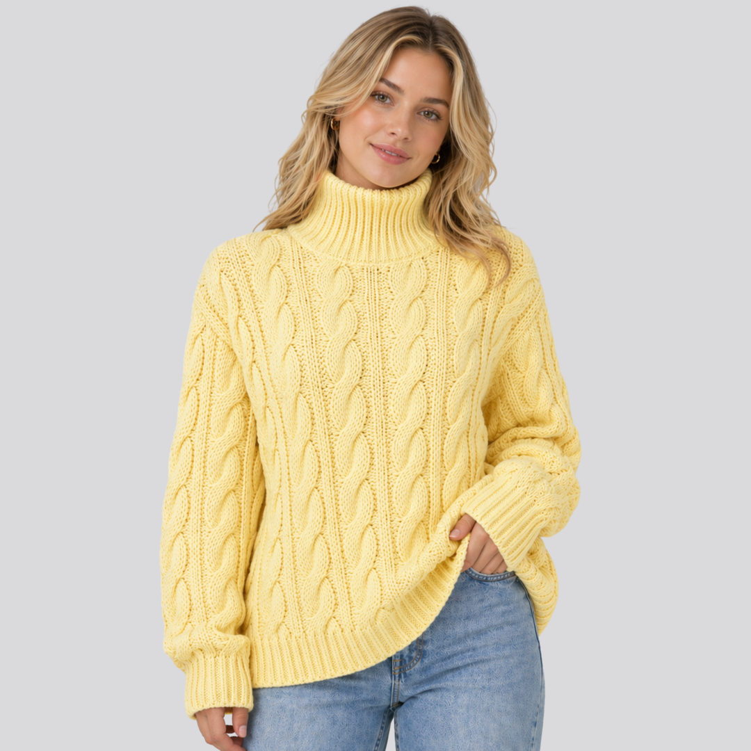 Emeline™ | Merino Wool Funnel Neck Sweater with Textured Knit