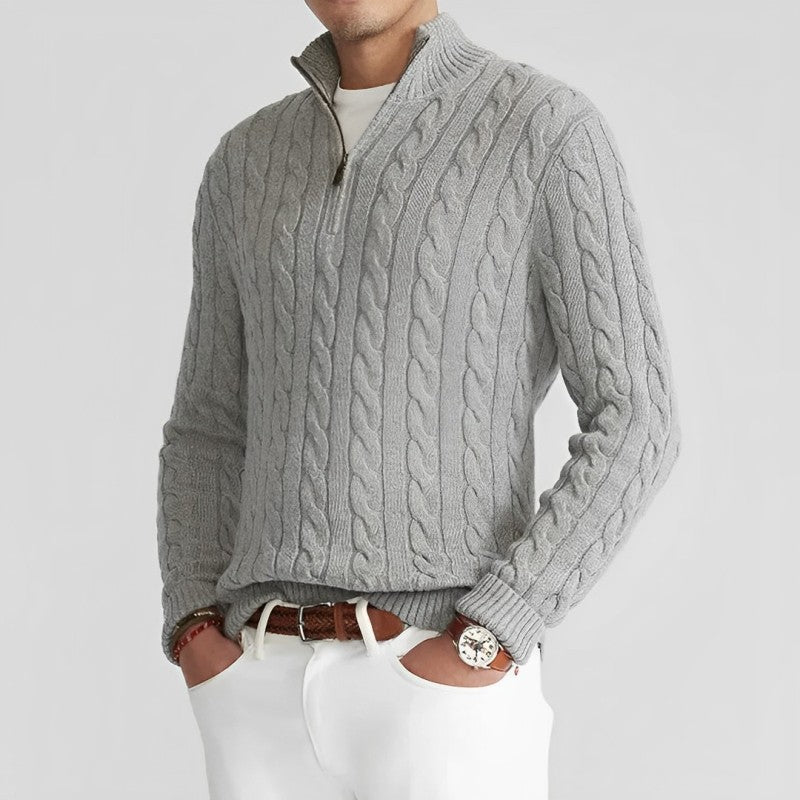 Graham™ | Men's Cable Knit Quarter-Zip Sweater with Mock Collar
