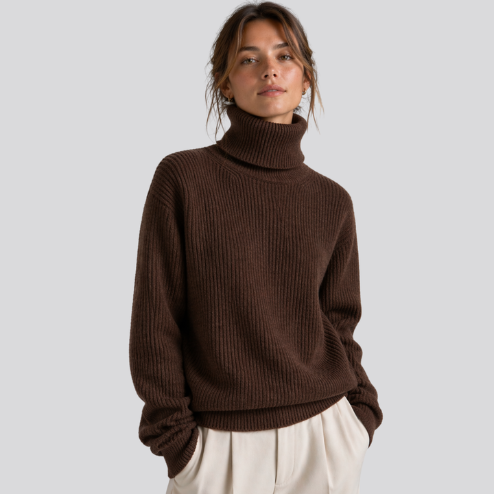 Bronwen™ | Oversized Merino Wool Turtleneck Sweater
