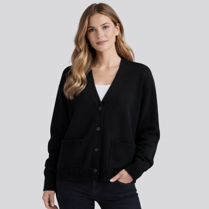 Astrid™ | Fine Knit Button-Front Cardigan with Ribbed Cuffs