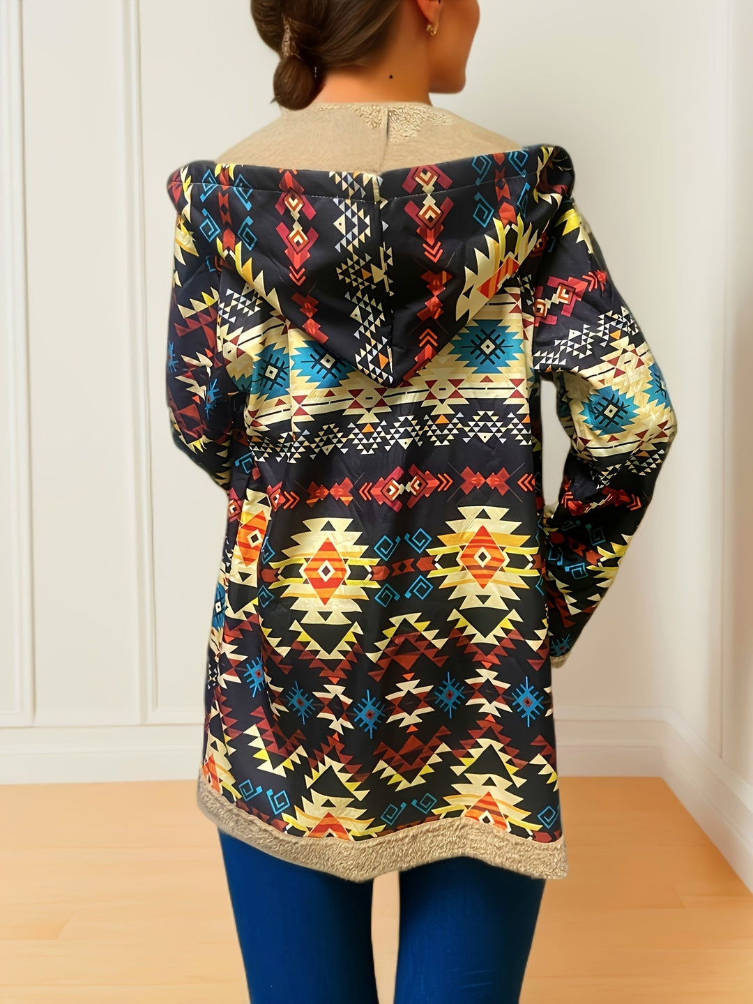 Anthea™ | Women's Southwestern Print Hooded Coat with Plush Lining