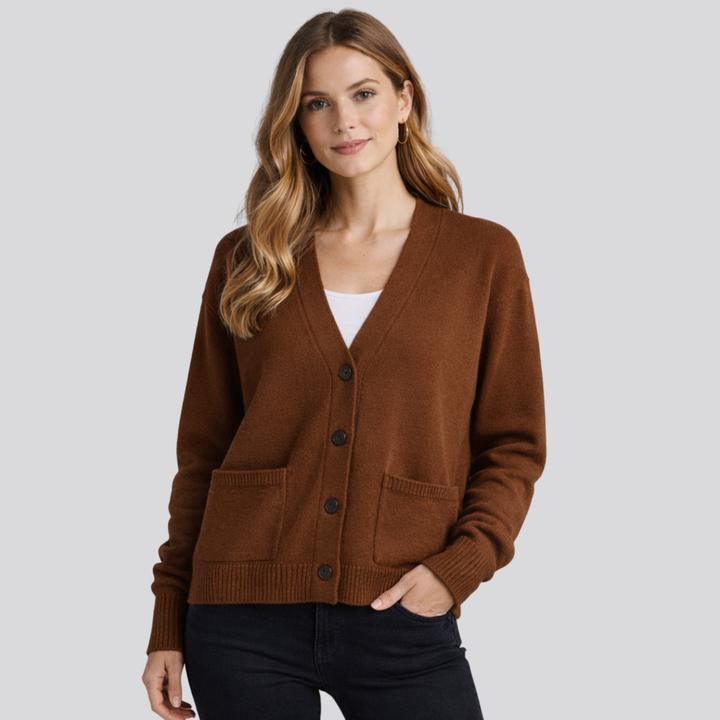 Astrid™ | Fine Knit Button-Front Cardigan with Ribbed Cuffs
