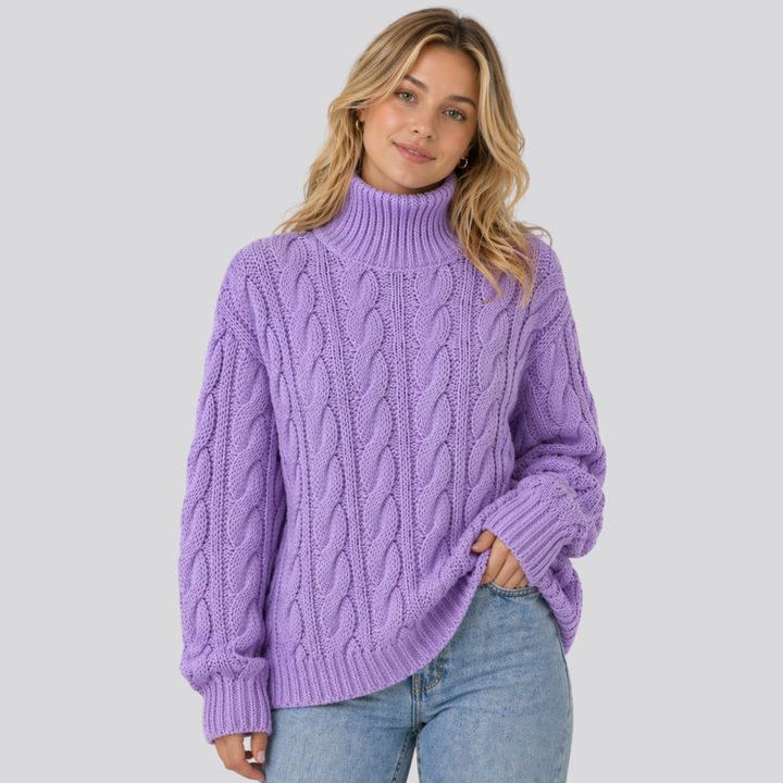 Emeline™ | Merino Wool Funnel Neck Sweater with Textured Knit
