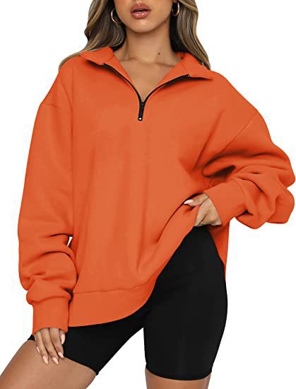 Velma™ | Women's Oversized Half Zip Collared Sweatshirt