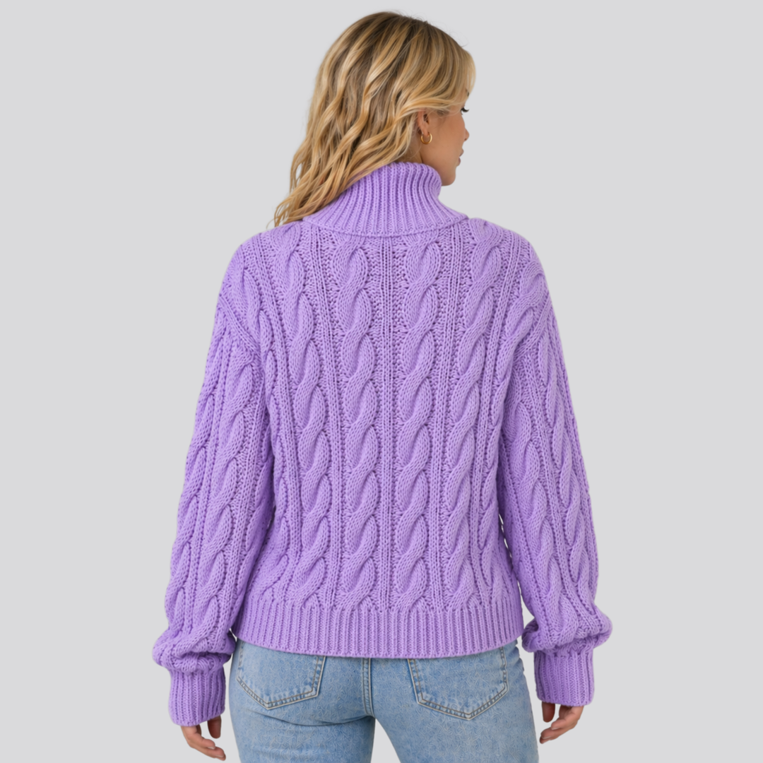 Emeline™ | Merino Wool Funnel Neck Sweater with Textured Knit