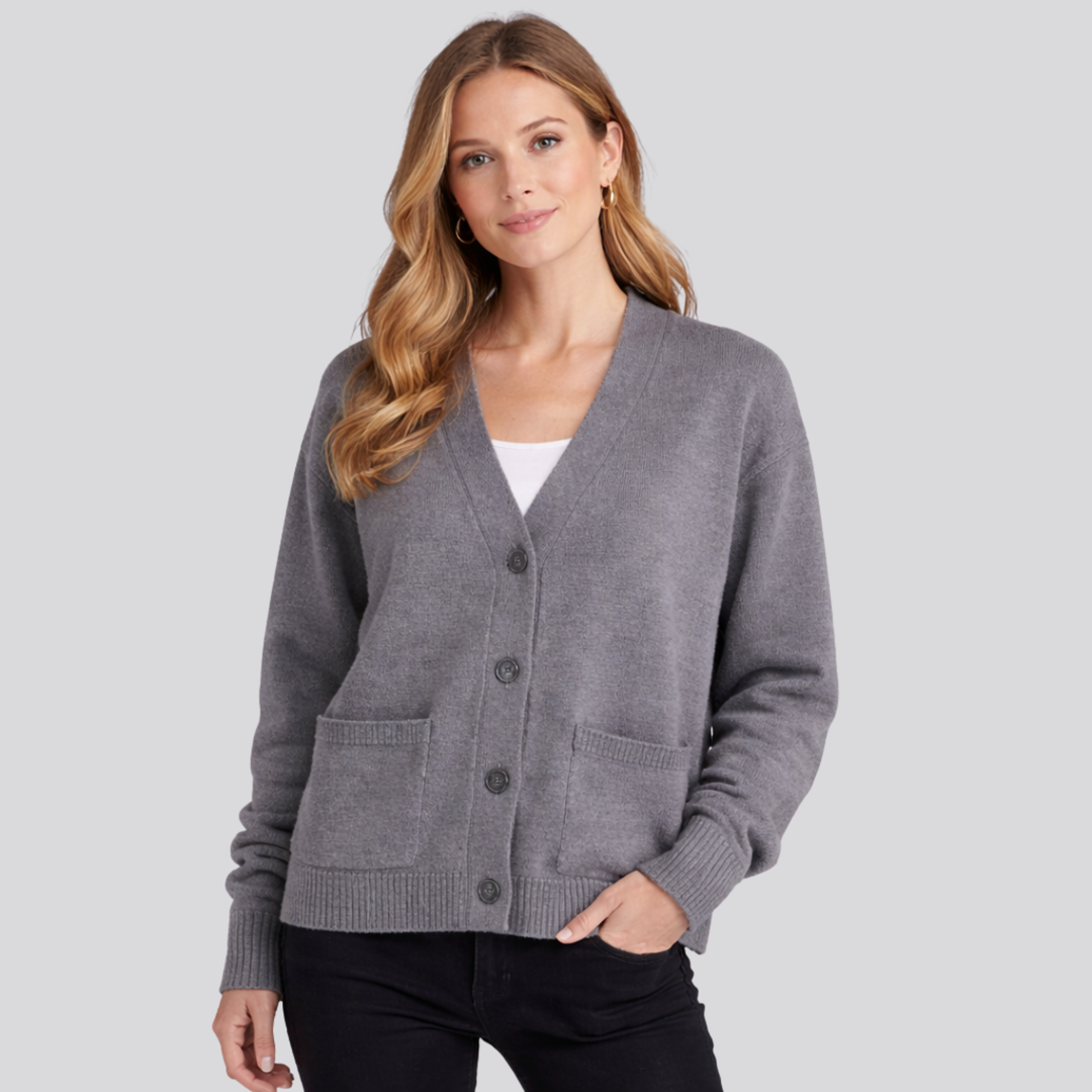 Astrid™ | Fine Knit Button-Front Cardigan with Ribbed Cuffs