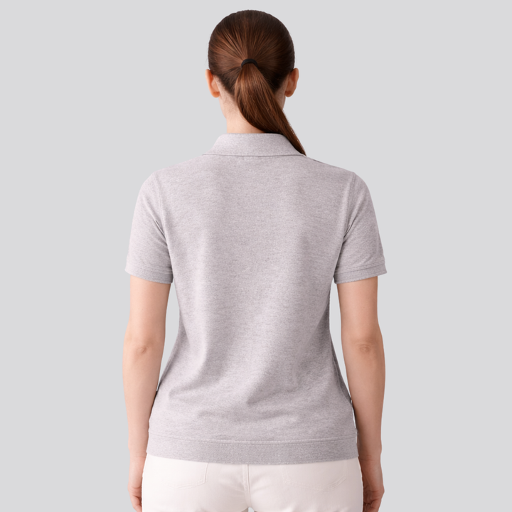 Idalia™ | Merino Wool Short Sleeve Knit Polo with Open Collar