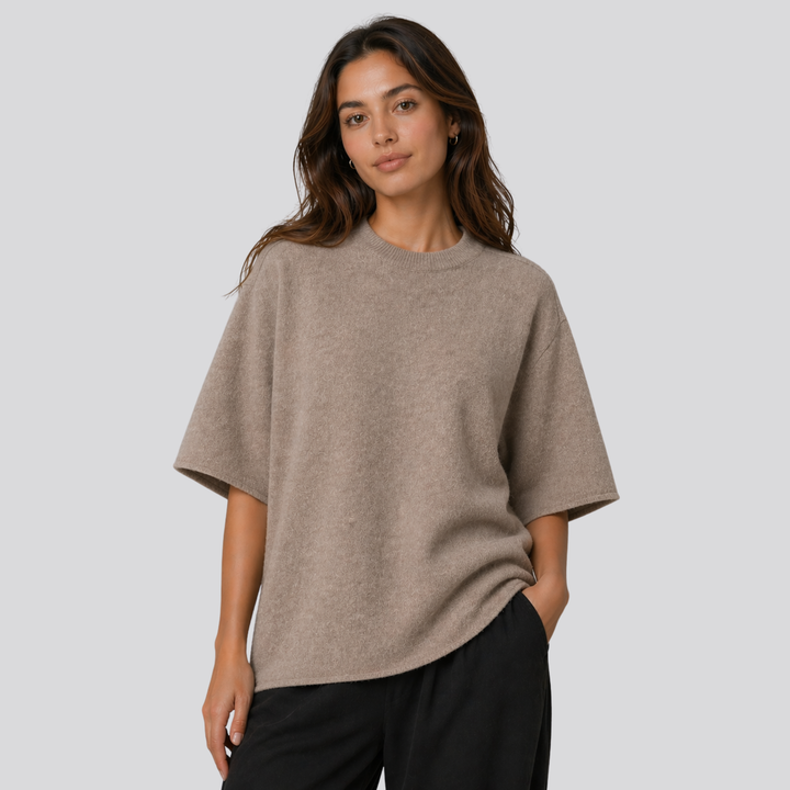 Caelia™ | Oversized Merino Wool T-Shirt with Dropped Shoulders