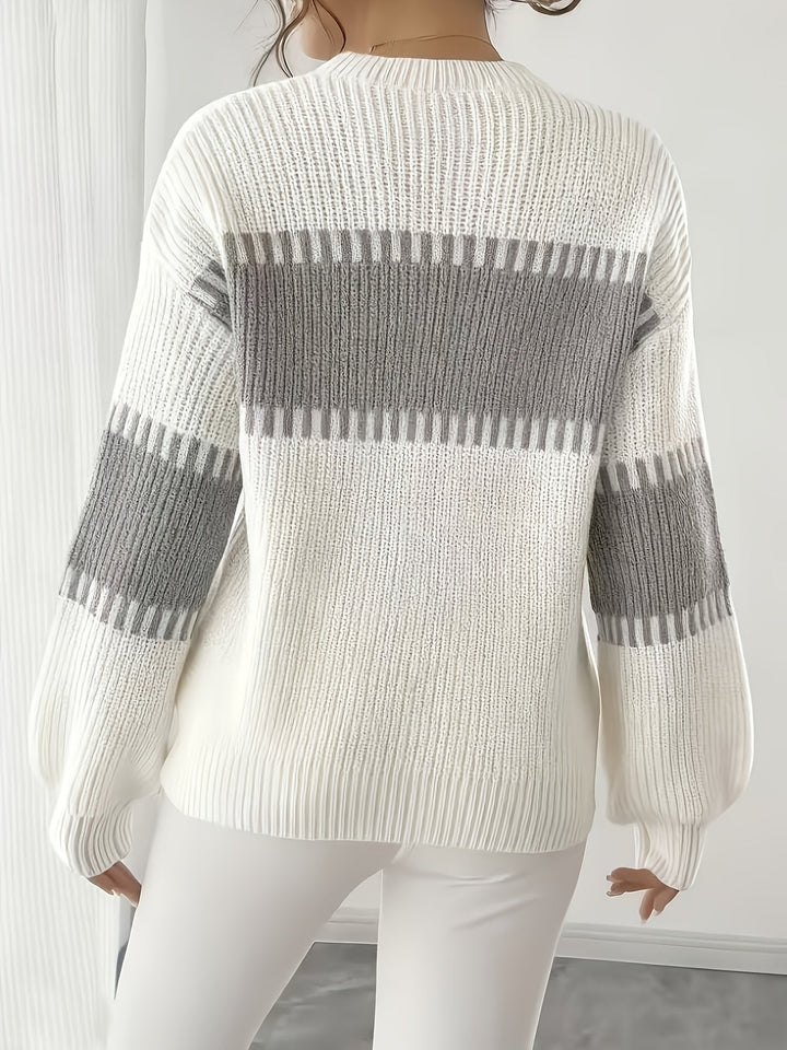 Thomasin™ | Women's Colour Block Striped Drop Shoulder Sweater