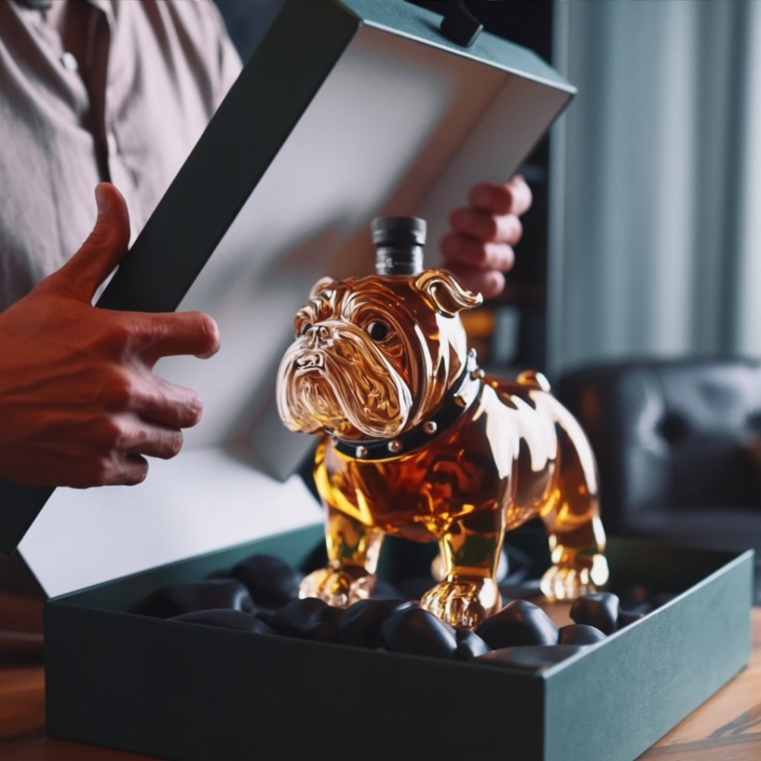 Bulldog Whisky Decanter in Sculpted Glass