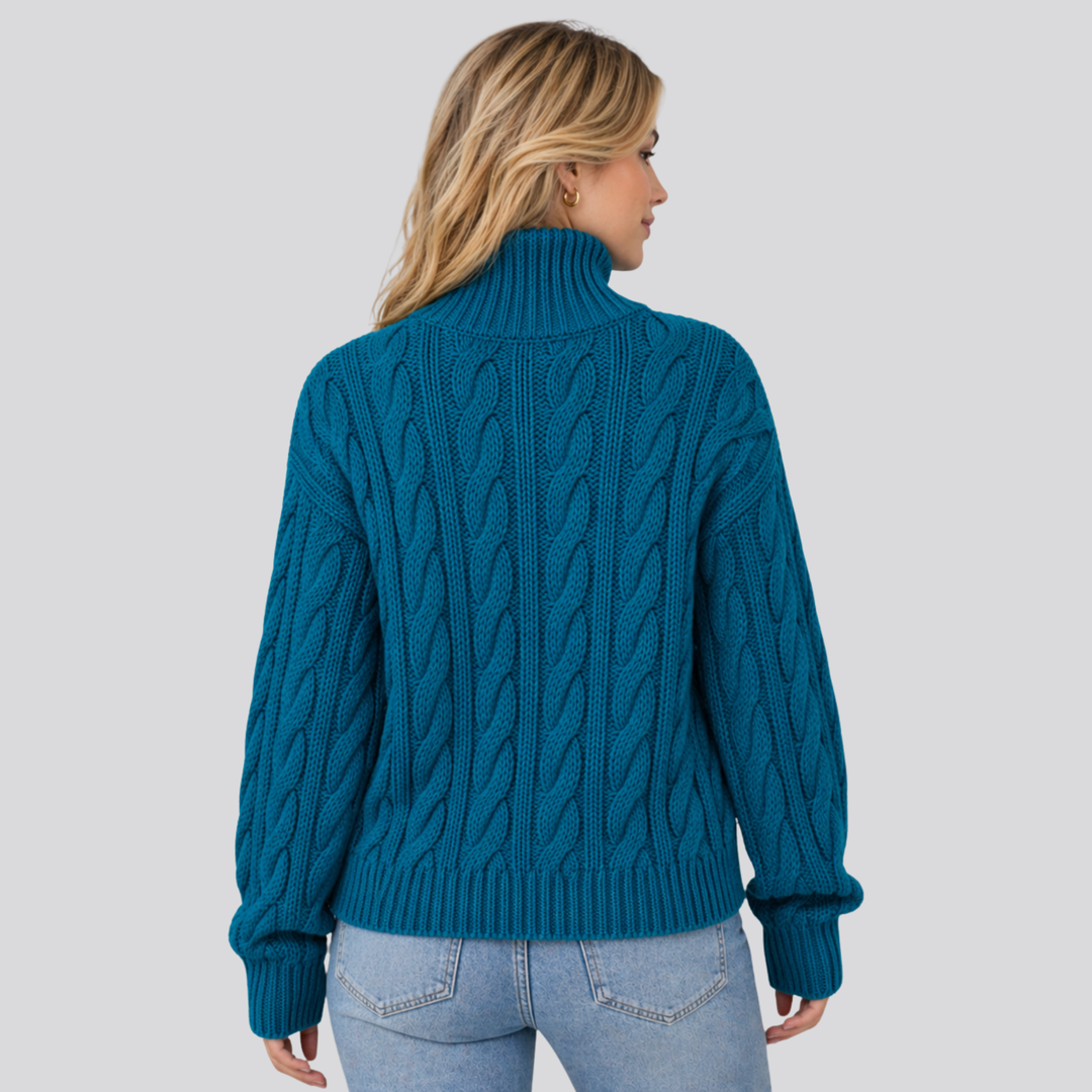 Emeline™ | Merino Wool Funnel Neck Sweater with Textured Knit