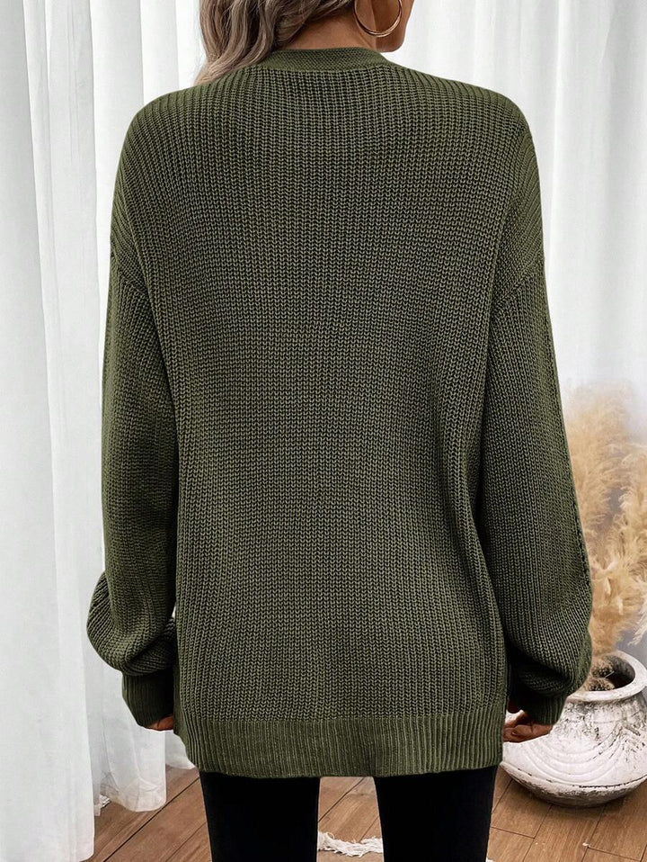 Basilia™ | Women's Open Front Pointelle Knit Cardigan with Drop Shoulder
