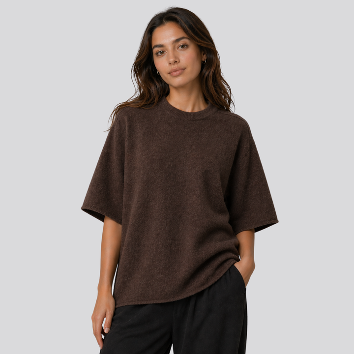 Caelia™ | Oversized Merino Wool T-Shirt with Dropped Shoulders
