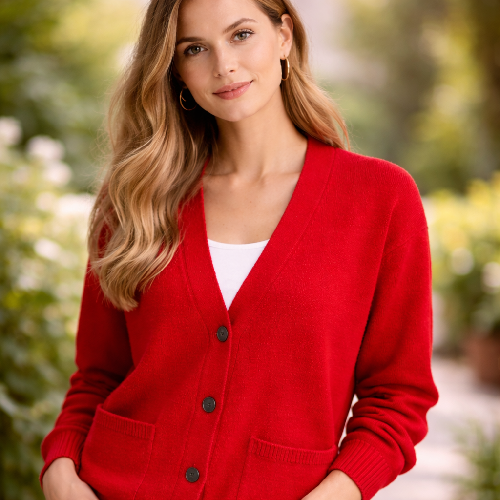 Astrid™ | Fine Knit Button-Front Cardigan with Ribbed Cuffs