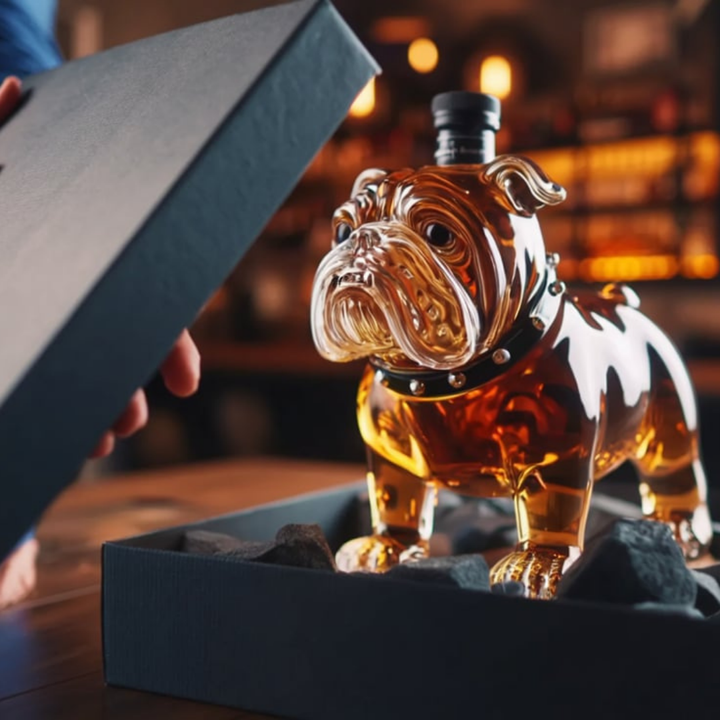 Bulldog Whisky Decanter in Sculpted Glass