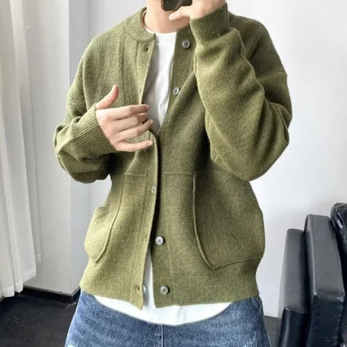 Xavier™ | Men's Crew Neck Knit Cardigan with Patch Pockets