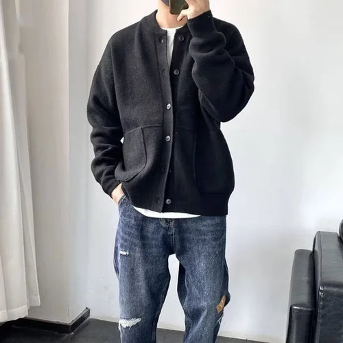 Xavier™ | Men's Crew Neck Knit Cardigan with Patch Pockets