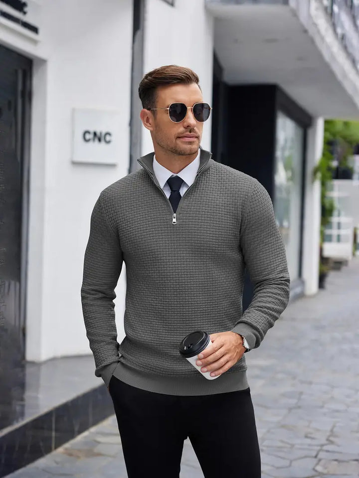 Kieran™ | Men's Basketweave Knit Quarter-Zip Sweater