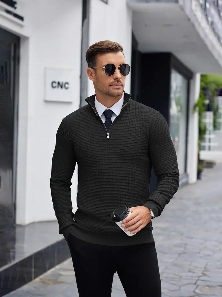 Kieran™ | Men's Basketweave Knit Quarter-Zip Sweater