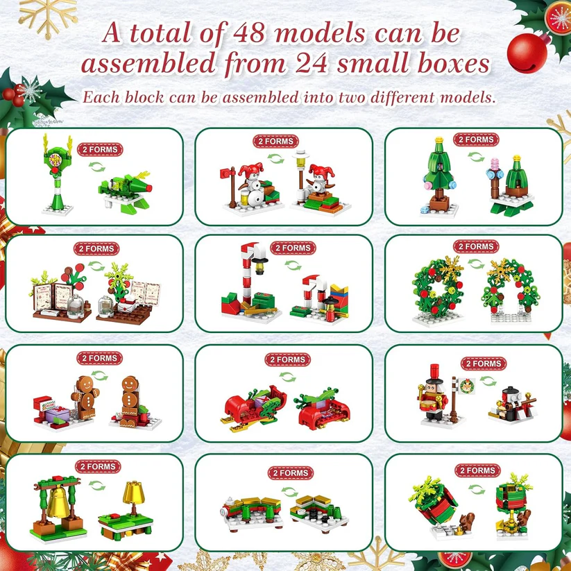 Building Blocks Advent Calendar with 24 Mini Holiday Builds