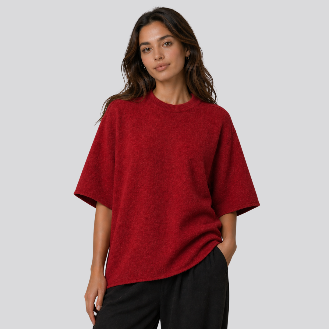 Caelia™ | Oversized Merino Wool T-Shirt with Dropped Shoulders
