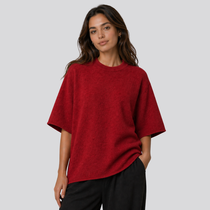 Caelia™ | Oversized Merino Wool T-Shirt with Dropped Shoulders