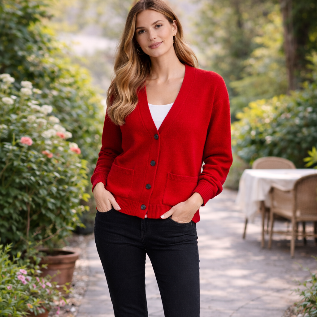 Astrid™ | Fine Knit Button-Front Cardigan with Ribbed Cuffs