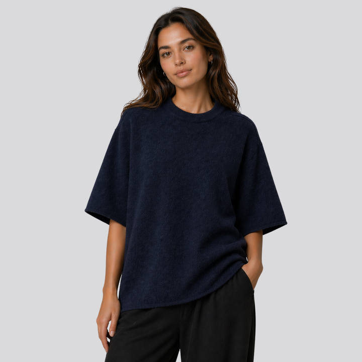 Caelia™ | Oversized Merino Wool T-Shirt with Dropped Shoulders