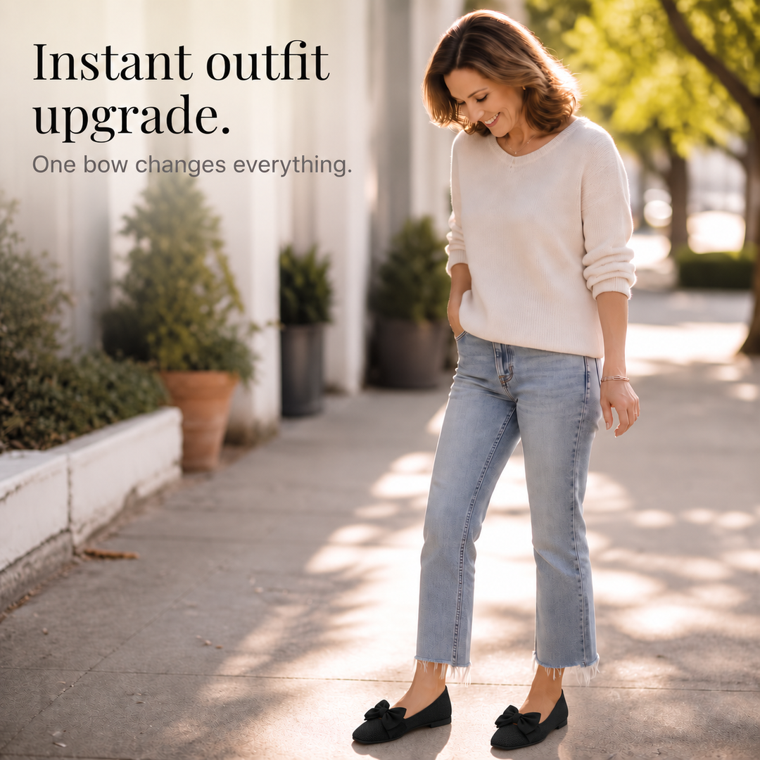 Flaminia™ | Women's Knit Square Toe Bow Flats