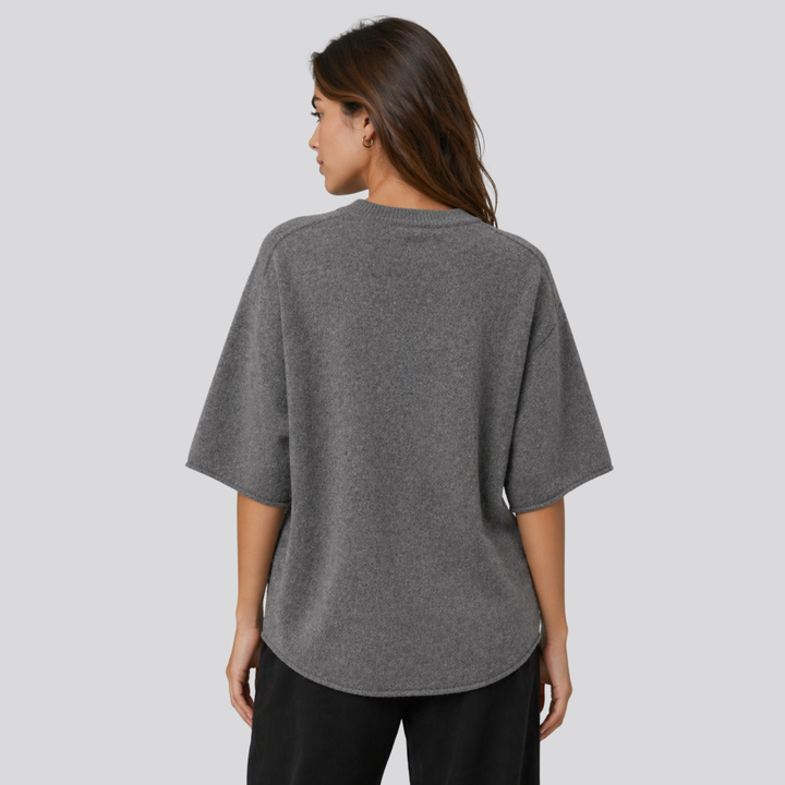 Caelia™ | Oversized Merino Wool T-Shirt with Dropped Shoulders