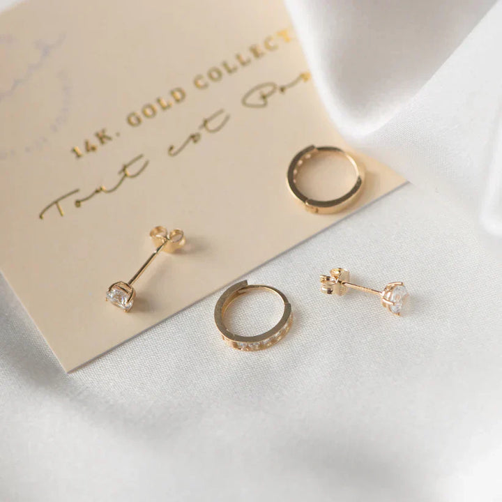 Dara Brillane Earring Set with Stone | Gold