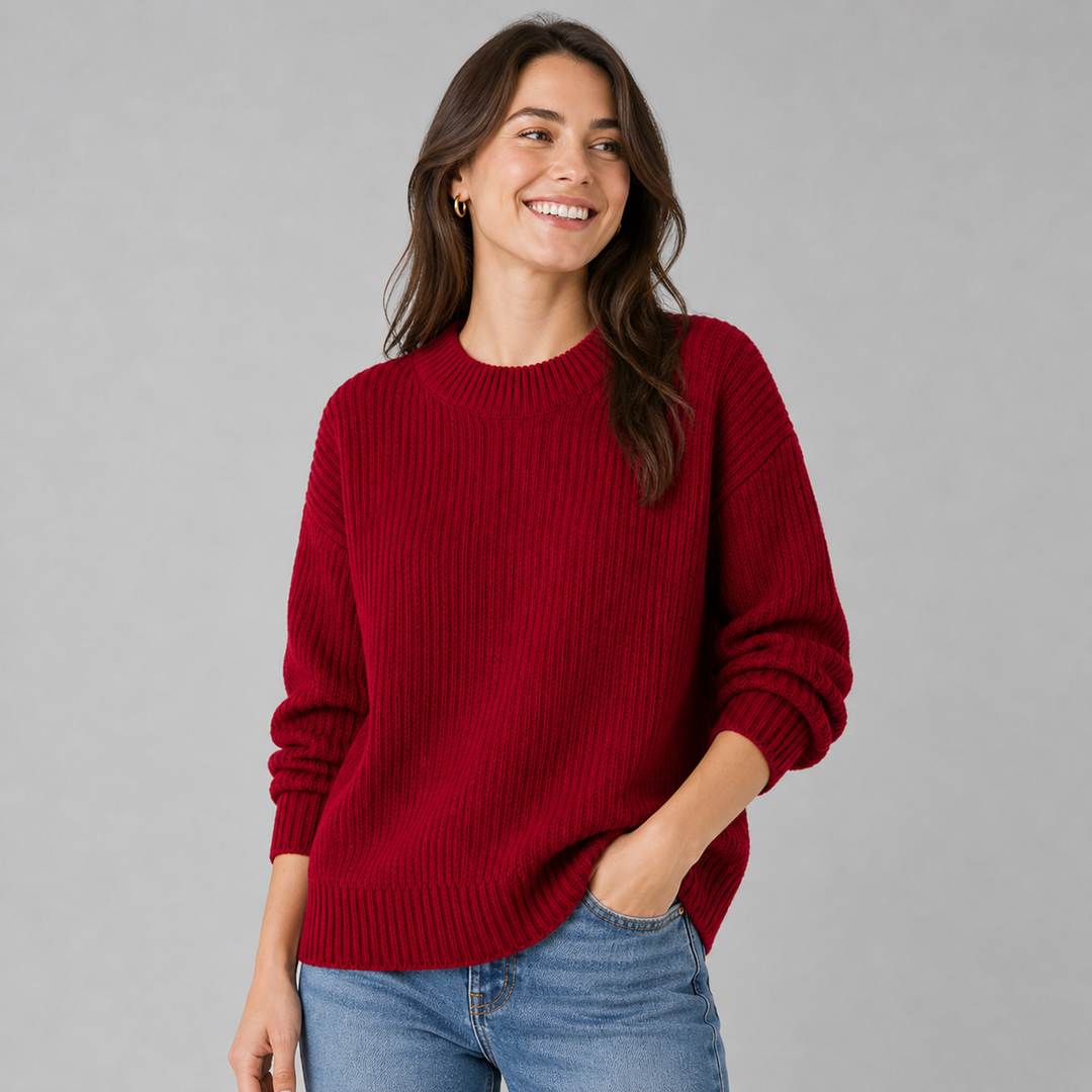 Hesper™ | Ribbed Cashmere Blend Sweater with Dropped Shoulders
