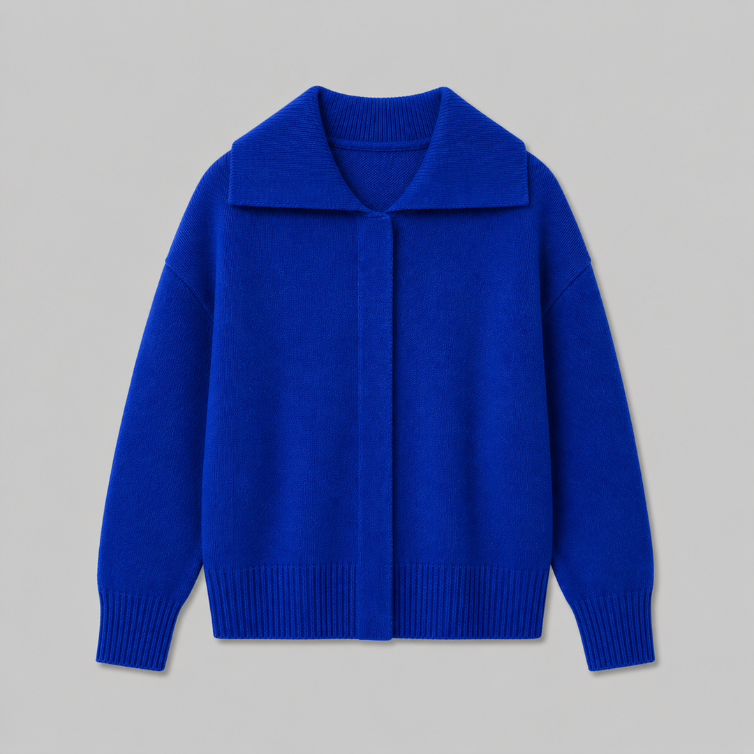 Camrose™ | Cashmere Blend Collared Knit Cardigan with Dropped Shoulders