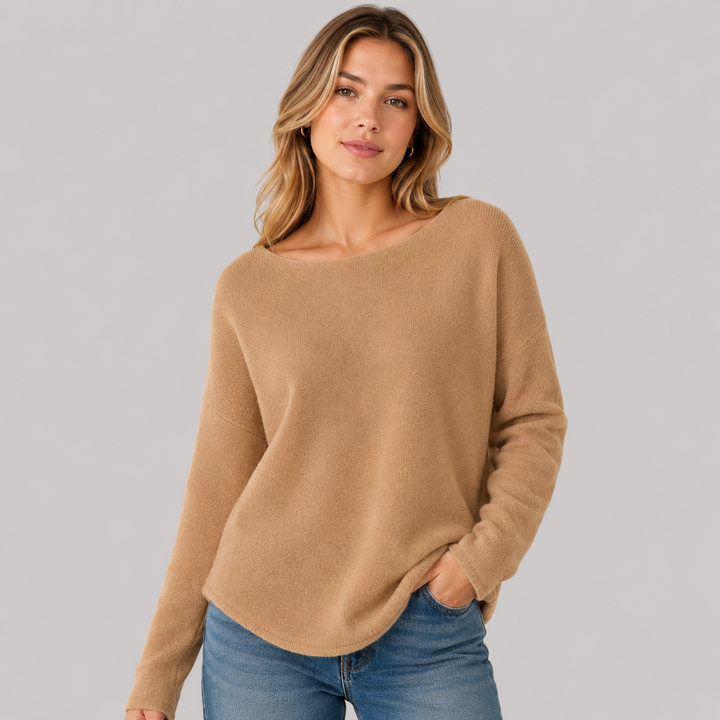 Quintessa™ | Oversized Cashmere Blend Sweater with Wide Neckline