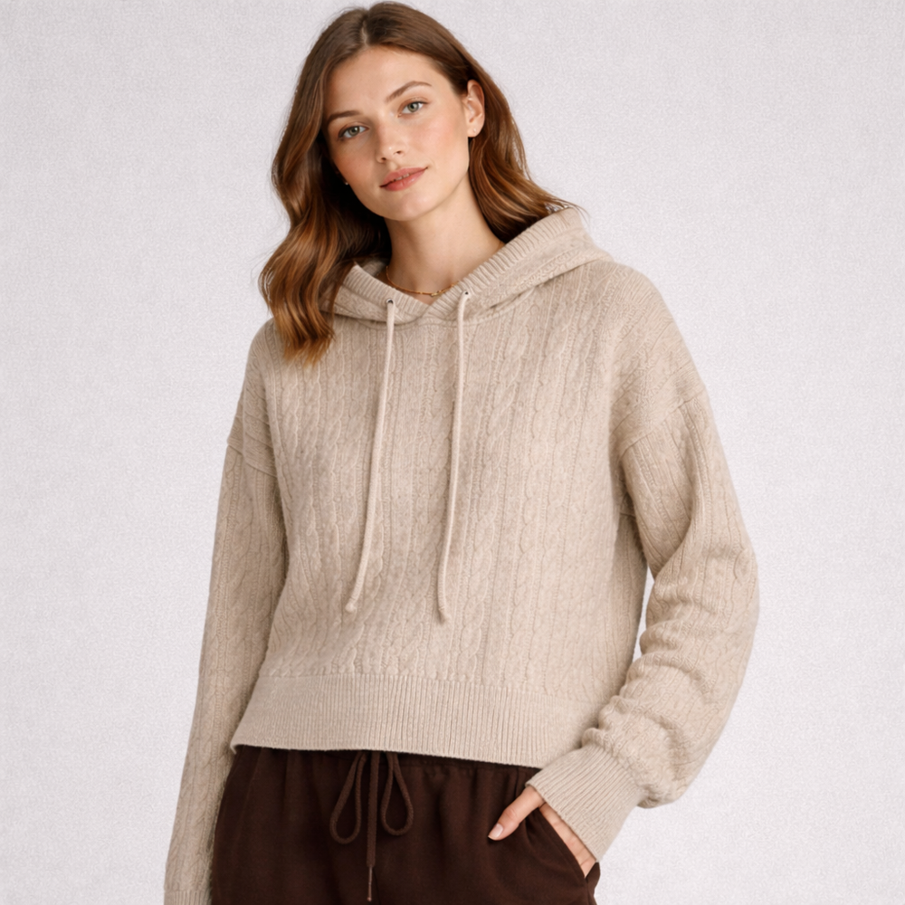 Katriane™ | Oversized Hooded Knit Sweater with Ribbed Trims