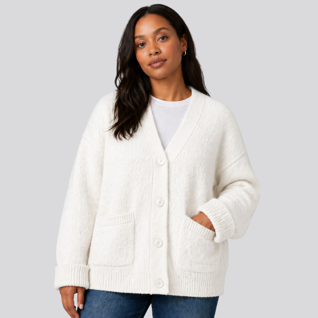Fenella™ | Relaxed Merino Wool Cardigan with Dropped Shoulders