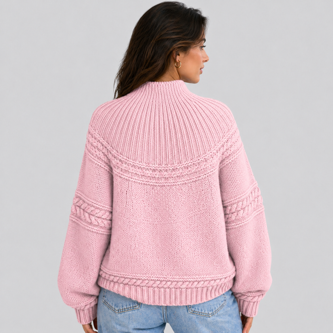 Lorelle™ | Merino Wool Cable Knit Sweater with Round Neck