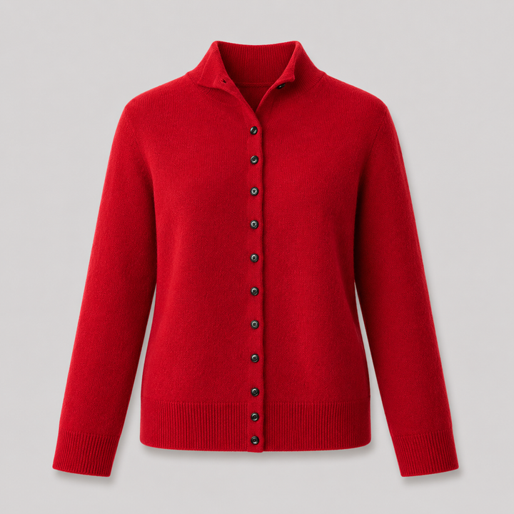 Solene™ | Cashmere Blend Button-Front Cardigan with Structured Collar