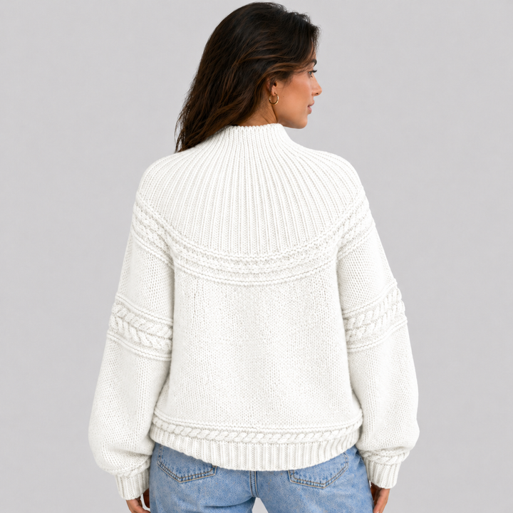 Lorelle™ | Merino Wool Cable Knit Sweater with Round Neck